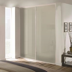 2 x 762mm Classic White Glass, White Framed Sliding Doors