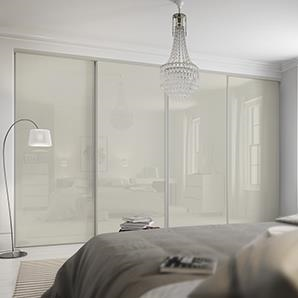 4 x 762mm Classic White Glass, White Framed Sliding Doors