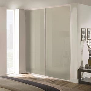 2 x 762mm Classic White Glass White Framed Sliding Doors