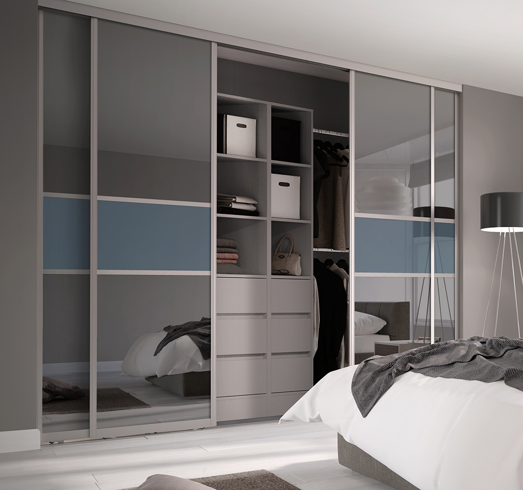 Premium Midi Single Panel Pure White Glass Silver Frame Sliding Doors